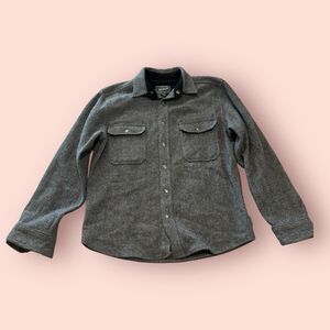 Woolrich Wool Shacket Shirt Jacket Mens Medium Gray Snap Button Wool Blend